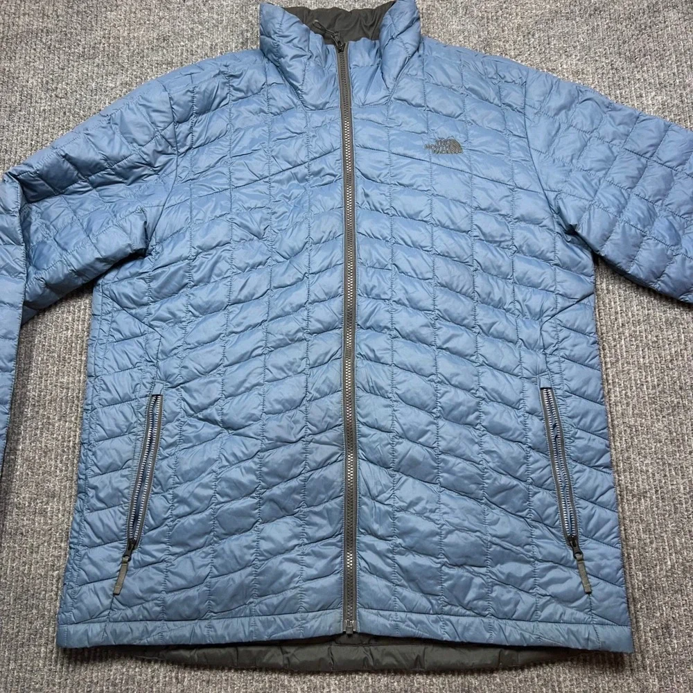 The North Face Thermoball Jacket Mens XL Light Blue Full Zip Puffer Primaloft